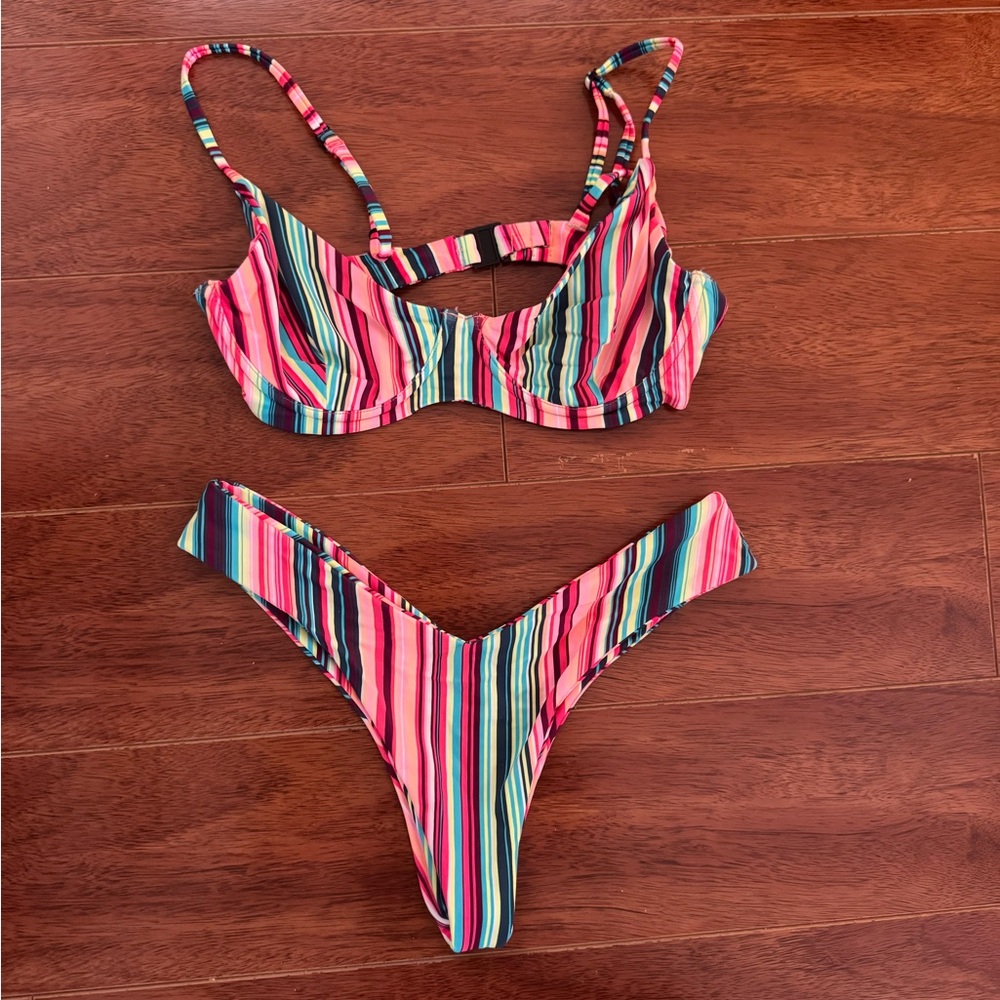 Blackbough Colorful Striped Bikini Set